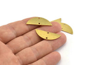 Semi Circle Charm, 12 Raw Brass Half Moon Charms With 2 Holes, Blanks, Connectors (29x11x0.80mm) M497