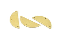 Semi Circle Charm, 12 Raw Brass Half Moon Charms With 3 Holes, Blanks, Connectors (29x11x0.80mm) M498