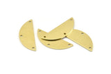 Semi Circle Charm, 12 Raw Brass Half Moon Charms With 3 Holes, Blanks, Connectors (29x11x0.80mm) M498