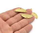 Semi Circle Charm, 12 Raw Brass Half Moon Charms With 3 Holes, Blanks, Connectors (29x11x0.80mm) M498
