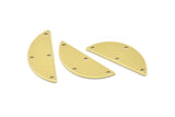 Semi Circle Charm, 12 Raw Brass Half Moon Charms With 4 Holes, Blanks, Connectors (29x11x0.80mm) M499