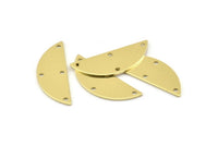 Semi Circle Charm, 12 Raw Brass Half Moon Charms With 4 Holes, Blanks, Connectors (29x11x0.80mm) M499