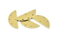 Semi Circle Charm, 12 Raw Brass Half Moon Charms With 4 Holes, Blanks, Connectors (29x11x0.80mm) M500
