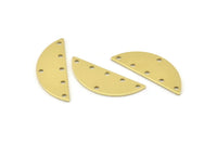 Semi Circle Charm, 12 Raw Brass Half Moon Charms With 6 Holes, Blanks, Connectors (29x11x0.80mm) M501