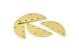 Semi Circle Charm, 12 Raw Brass Half Moon Charms With 6 Holes, Blanks, Connectors (29x11x0.80mm) M501