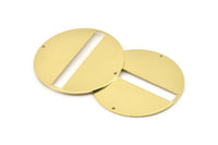 Brass Round Charm, 2 Raw Brass Round Charms With 2 Holes, Stamping Blanks (43x0.90mm) M653