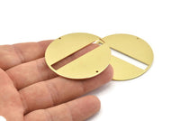 Brass Round Charm, 2 Raw Brass Round Charms With 2 Holes, Stamping Blanks (43x0.90mm) M653