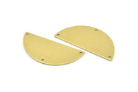 Semi Circle Charm, 8 Raw Brass Half Moon Charms With 3 Holes, Blanks, Connectors (38x17x0.80mm) M509