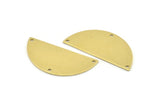 Semi Circle Charm, 8 Raw Brass Half Moon Charms With 3 Holes, Blanks, Connectors (38x17x0.80mm) M509