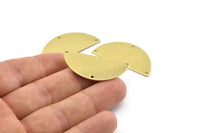 Semi Circle Charm, 8 Raw Brass Half Moon Charms With 3 Holes, Blanks, Connectors (38x17x0.80mm) M509