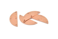 Semi Circle Charm, 12 Raw Copper Half Moon Charms With 4 Holes, Blanks, Connectors (29x11x0.80mm) M434