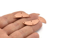 Semi Circle Charm, 12 Raw Copper Half Moon Charms With 4 Holes, Blanks, Connectors (29x11x0.80mm) M434