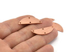 Semi Circle Charm, 12 Raw Copper Half Moon Charms With 4 Holes, Blanks, Connectors (29x11x0.80mm) M434