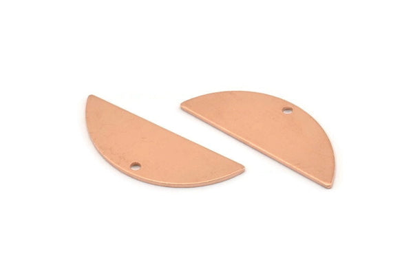 Yarım Daire Charm, 1 Delikli 12 Ham Bakır Yarım Ay Charm, Boşluklar (29x11x0,80 mm) M670
