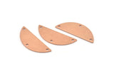 Semi Circle Charm, 12 Raw Copper Half Moon Charms With 3 Holes, Blanks (29x11x0.80mm) M666