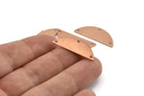 Semi Circle Charm, 12 Raw Copper Half Moon Charms With 3 Holes, Blanks (29x11x0.80mm) M666