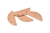 Semi Circle Charm, 12 Raw Copper Half Moon Charms With 4 Holes, Blanks (29x11x0.80mm) M664