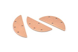 Semi Circle Charm, 12 Raw Copper Half Moon Charms With 4 Holes, Blanks (29x11x0.80mm) M664