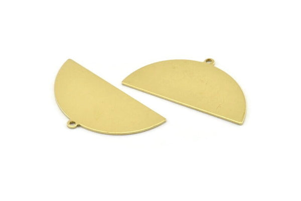 Semi Circle Charm, 8 Raw Brass Half Moon Charms With 1 Loop, Blanks, Stamping Blanks (38x20x0.80mm) M510