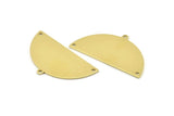 Semi Circle Charm, 8 Raw Brass Half Moon Charms With 3 Holes, Blanks, Stamping Blanks (38x20x0.80mm) M512
