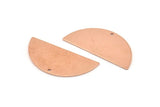 Semi Circle Blank, 6 Raw Copper Half Moon Charms With 1 Hole, Stamping Blanks (38x17x0.80mm) M673