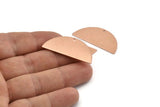 Semi Circle Blank, 6 Raw Copper Half Moon Charms With 1 Hole, Stamping Blanks (38x17x0.80mm) M673