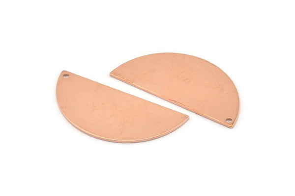 Semi Circle Blank, 6 Raw Copper Half Moon Charms With 1 Hole, Stamping Blanks (38x17x0.80mm) M675