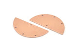 Semi Circle Blank, 6 Raw Copper Half Moon Charms With 4 Holes, Stamping Blanks (38x17x0.80mm) M679