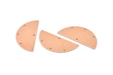 Semi Circle Blank, 6 Raw Copper Half Moon Charms With 4 Holes, Stamping Blanks (38x17x0.80mm) M679