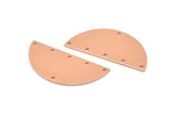 Semi Circle Blank, 6 Raw Copper Half Moon Charms With 6 Holes, Stamping Blanks (38x17x0.80mm) M680