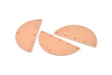 Semi Circle Blank, 6 Raw Copper Half Moon Charms With 6 Holes, Stamping Blanks (38x17x0.80mm) M680