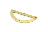 Semi Circle Charm, 8 Raw Brass Half Moon Charms With 4 Holes, Blanks, Connectors (38x17x0.80mm) M520