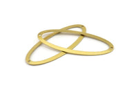 Brass Ellipse Charm, 10 Raw Brass Ellipse Shape Connectors With 2 Holes (59x24x0.70mm) BS 1333