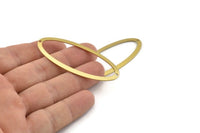 Brass Ellipse Charm, 10 Raw Brass Ellipse Shape Connectors With 2 Holes (59x24x0.70mm) BS 1333