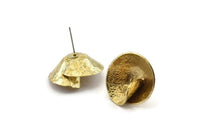 Brass Flower Earring, 2 Raw Brass Flower Stud Earrings (24mm) N1132
