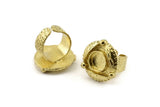 Brass Ring Settings, Raw Brass Adjustable Rings With 1 Stone Settings - Pad Size 10mm N1148