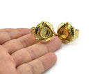Brass Ring Settings, Raw Brass Adjustable Rings With 1 Stone Settings - Pad Size 10mm N1148