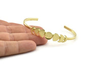 Brass Moon Cuff,  Raw Brass Moon Phases Cuff Stone Setting With 1 Pad -  Pad Size 8mm N1143