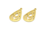 Brass Drop Charm, 12 Raw Brass Drop Charms With 1 Loop (28x16x0.80mm) A1608