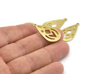 Brass Drop Charm, 12 Raw Brass Drop Charms With 1 Loop (28x16x0.80mm) A1608