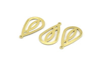 Brass Drop Charm, 12 Raw Brass Drop Charms With 1 Loop (28x16x0.80mm) A1609