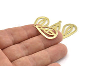 Brass Drop Charm, 12 Raw Brass Drop Charms With 1 Loop (28x16x0.80mm) A1609