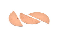 Semi Circle Charm, 6 Raw Copper Half Moon Charms With 1 Hole, Stamping Blank (39x15x0.90mm) M529