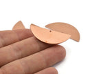 Semi Circle Charm, 6 Raw Copper Half Moon Charms With 1 Hole, Stamping Blank (39x15x0.90mm) M529