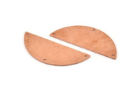 Semi Circle Charm, 6 Raw Copper Half Moon Connectors With 3 Holes, Stamping Blank (39x15x0.90mm) M532