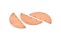Semi Circle Charm, 6 Raw Copper Half Moon Connectors With 6 Holes, Stamping Blank (39x15x0.90mm) M536