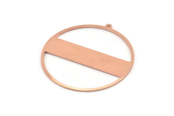 Huge Round Charm, 2  Raw Copper Round Stamping Blanks With 1 Loop (45x43x0.90mm) M543