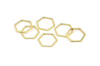 Brass Hexagon Charm, 24 Raw Brass Hexagon Rings, Connectors (16x1mm) A1638