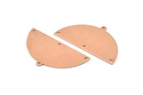 Semi Circle Charm, 6 Raw Copper Half Moon Charms With 4 Holes, Blanks (38x20x0.80mm) M684