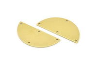 Semi Circle Charm, 8 Raw Brass Half Moon Charms With 4 Holes, Blanks, Connectors (38x17x0.80mm) M689